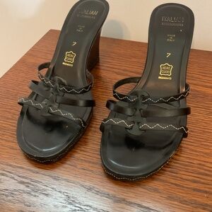 ITALIAN SHOEMAKERS BLACK WEDGE HEELS SIZE 7